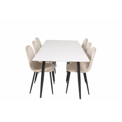 Polar Dining Table - 180*90*H75 - White / Black, Polar Dining Chair- Black legs / Beige Velvet (ersätter 19902-880)_6