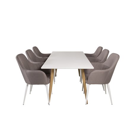 Polar Dining Table - 180*90*H75 - White / Oak, Comfort Dining Chair - Grey / White_6
