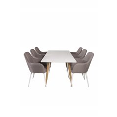 Polar Dining Table - 180*90*H75 - White / Oak, Comfort Dining Chair - Grey / White_6