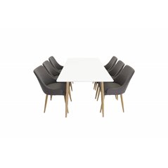 Polar Dining Table - 180*90*H75 - White / Oak, Plaza Dining Chair - Dark Grey / Oak_6