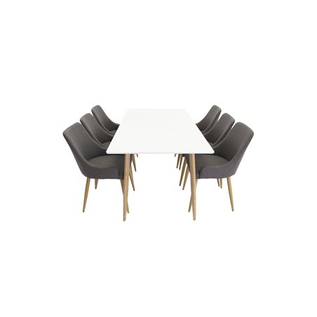 Polar Dining Table - 180*90*H75 - White / Oak, Plaza Dining Chair - Dark Grey / Oak_6