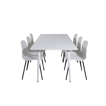 Polar Dining table 180 cm - White top / White Legs, Arctic Dining Chair - Black Legs - White Plastic_6