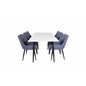 Polar Dining Table - 180*90*H75 - White / Black, Plaza Dining Chair - Black Legs - Blue Fabric_6