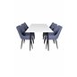 Polar Dining Table - 180*90*H75 - White / Black, Plaza Dining Chair - Black Legs - Blue Fabric_6