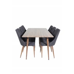 Polar Dining Table 180 cm - Walnut top - Walnut Legs, Leone Dining Chair - Walnut legs - Black Fabric_6