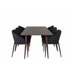 Polar Dining Table 180 cm - Walnut top - Walnut Legs, Arch Dining Chair - Walnut Legs - Black Fabric_6