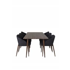Polar Dining Table 180 cm - Walnut top - Walnut Legs, Arch Dining Chair - Walnut Legs - Black Fabric_6
