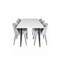 Polar Dining Table - 180*90*H75 - White / Black, Wrinkles Dining Chair - Black Legs - Grey Velvet_6