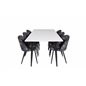 Polar Dining Table - 180*90*H75 - White / Black, Velvet Dining Chair - Black Flower fabric_6