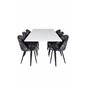 Polar Dining Table - 180*90*H75 - White / Black, Velvet Dining Chair - Black Flower fabric_6