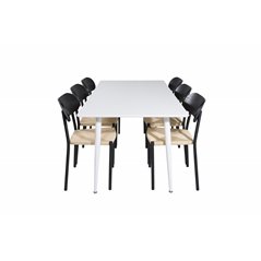Polar Dining table 180 cm - White top / White Legs, Polly Dining Chair - Nature / Black_6