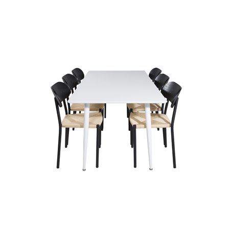 Polar ruokapöytä 180 cm - valkoinen toppi / valkoiset jalat, Polly ruokapöytä - Nature / musta_6
