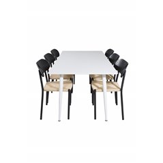 Polar Dining table 180 cm - White top / White Legs, Polly Dining Chair - Nature / Black_6