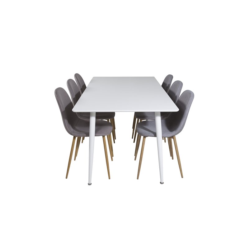 Polar Dining table 180 cm - White top / White Legs, Polar Dining Chair - Grey / Oak_6