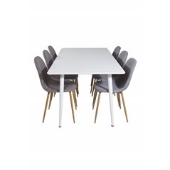Polar Dining table 180 cm - White top / White Legs, Polar Dining Chair - Grey / Oak_6