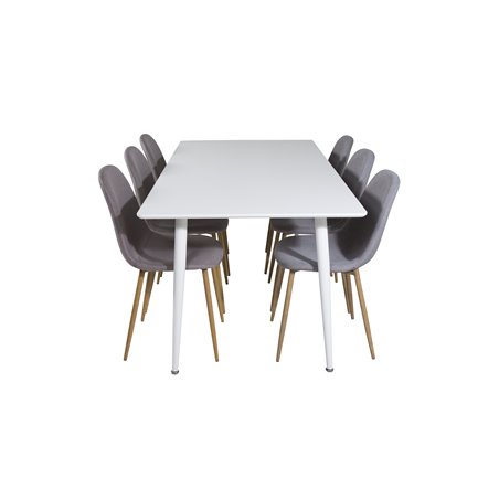 Polar Dining table 180 cm - White top / White Legs, Polar Dining Chair - Grey / Oak_6