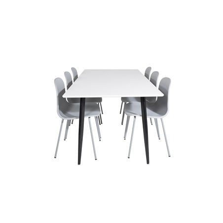 Polar Dining Table - 180*90*H75 - White / Black, Arctic Dining Chair - Grey Legs - Grey Plastic_6