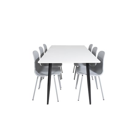 Polar Dining Table - 180*90*H75 - White / Black, Arctic Dining Chair - Grey Legs - Grey Plastic_6