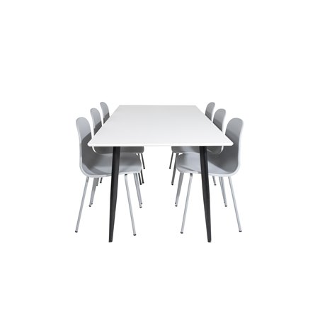 Polar Spisebord - 180 * 90 * H75 - Hvid / Sort, Arctic Dining Chair - Grå Ben - Grå Pla stic_6