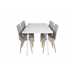 Polar Dining table 180 cm - White top / White Legs, Windu Lyx Dining Chair - Light Grey / Oak_6
