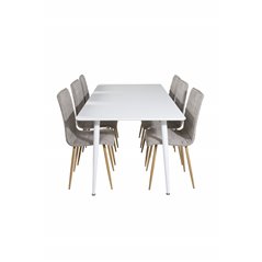 Polar ruokapöytä 180 cm - valkoinen kansi / valkoiset jalat, Windu Lyx ruokapöytä - vaaleanharmaa / tammi_6