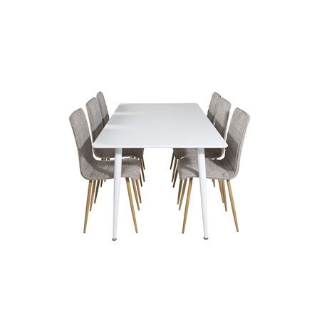 Polar Dining table 180 cm - White top / White Legs, Windu Lyx Dining Chair - Light Grey / Oak_6