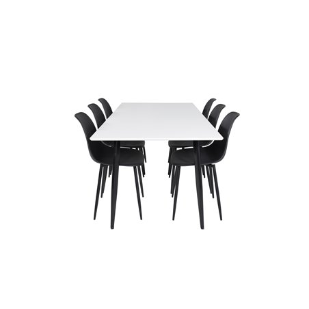 Polar ruokapöytä - 180 * 90 * H75 - valkoinen / musta, Polar Plastic ruokapöydän tuoli - mustat jalat / musta Pla Pla