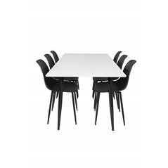 Polar ruokapöytä - 180 * 90 * H75 - valkoinen / musta, Polar Plastic ruokapöydän tuoli - mustat jalat / musta Pla Pla
