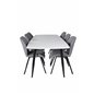 Polar Ellipse Dining Table - 240*100*H75 - White / Black, Gemma  Dining Chair - Black Legs - Grey Fabric_6