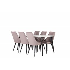 Polar Dining Table - 180*90*H75 - White / Black, Leone Dining Chair - Pink / Black_6