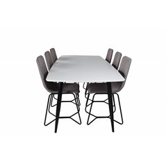 Polar Ellipse Dining Table - 240*100*H75 - White / Black, X-Dining Chair - Grey / Black_6