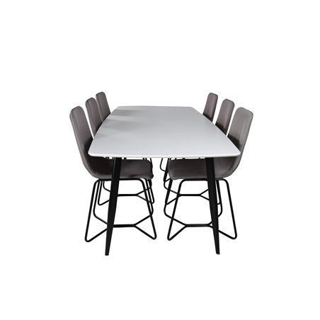 Polar Ellipse Dining Table - 240*100*H75 - White / Black, X-Dining Chair - Grey / Black_6