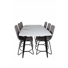 Polar Ellipse Dining Table - 240*100*H75 - White / Black, X-Dining Chair - Grey / Black_6