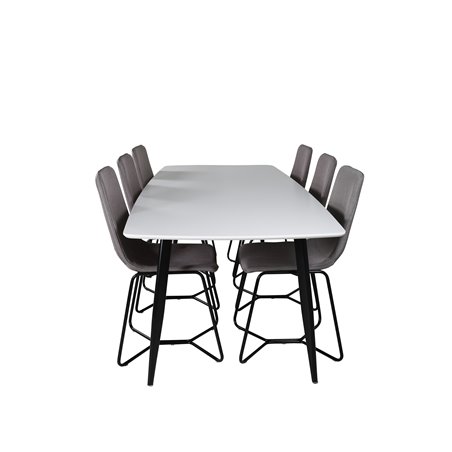 Polar Ellipse Dining Table - 240*100*H75 - White / Black, X-Dining Chair - Grey / Black_6