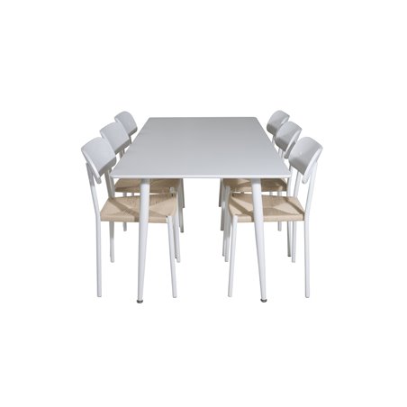 Polar ruokapöytä 180 cm - valkoinen toppi / valkoiset jalat, Polly ruokapöytä - Nature / valkoinen_6
