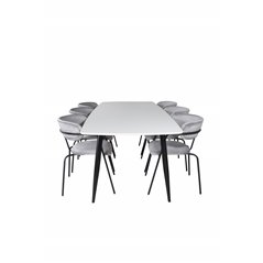 Polar Ellipse Dining Table - 240*100*H75 - White / Black, Arrow armchair - Black Legs - Grey Velvet_6