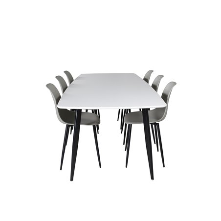 Polar Ellipse Dining Table - 240*100*H75 - White / Black, Polar Plastic Dining Chair - Black Legs / Grey Plastic_6
