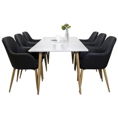 Polar Dining Table - 180*90*H75 - White / Oak, Comfort Dining Chair - Black / Oak_6