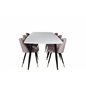 Polar Ellipse Dining Table - 240*100*H75 - White / Black, Velvet Dining Chair Brass - Pink / Black_6