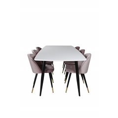 Polar Ellipse ruokapöytä - 240 * 100 * H75 - valkoinen / musta, sametti ruokapöydän tuoli messinki - Pink / musta_6