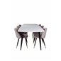 Polar Ellipse Dining Table - 240*100*H75 - White / Black, Velvet Dining Chair Brass - Pink / Black_6