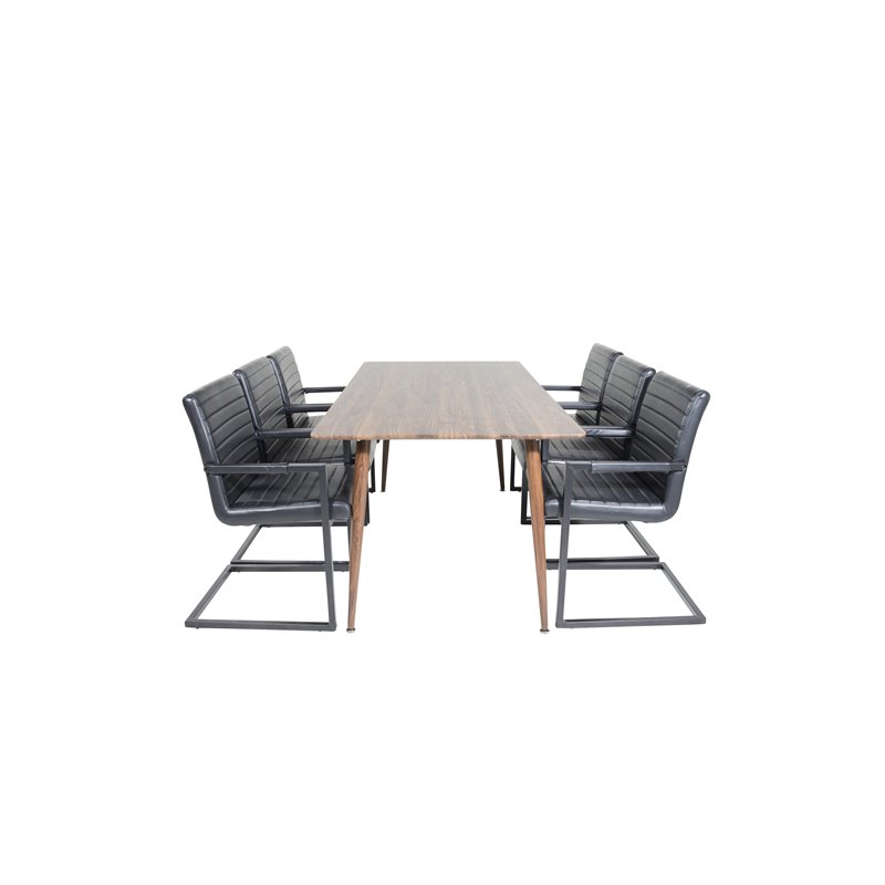 Polar Dining Table 180 cm - Walnut top - Walnut Legs, Art Armchair - Black / Black_6