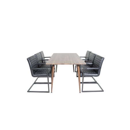 Polar Dining Table 180 cm - Walnut top - Walnut Legs, Art Armchair - Black / Black_6