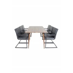 Polar Dining Table 180 cm - Walnut top - Walnut Legs, Art Armchair - Black / Black_6