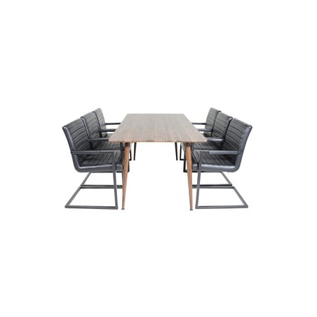 Polar Dining Table 180 cm - Walnut top - Walnut Legs, Art Armchair - Black / Black_6