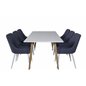 Polar Dining Table - 180*90*H75 - White / Oak, Plaza Dining Chair - White Legs - Blue Fabric_6