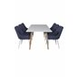Polar Dining Table - 180*90*H75 - White / Oak, Plaza Dining Chair - White Legs - Blue Fabric_6