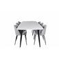 Polar Ellipse Dining Table - 240*100*H75 - White / Black, Wrinkles Dining Chair - Black Legs - Grey Velvet_6