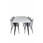 Polar Ellipse Dining Table - 240*100*H75 - White / Black, Wrinkles Dining Chair - Black Legs - Grey Velvet_6