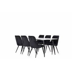 Polar Dining Table - 180*90*H75 - White / Black, Velvet Deluxe Dining Chair - Black / Black_6